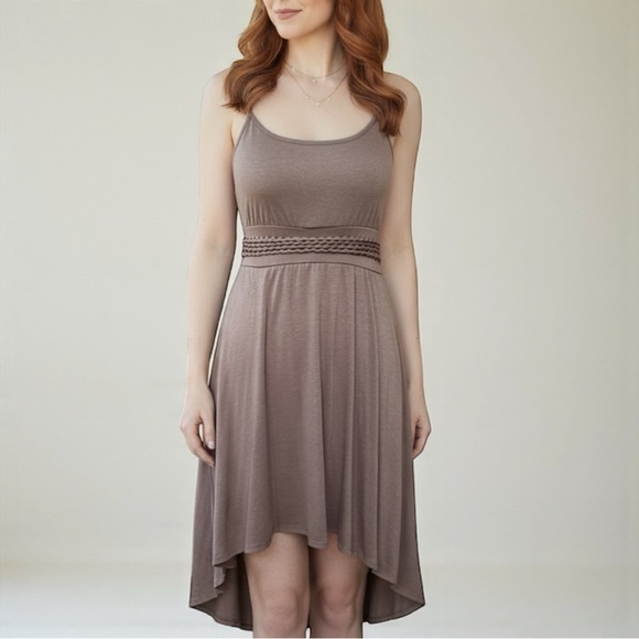 In Love With Derek Taupe High Low Knit Sundress Women’s Medium Sleeveless Casual - Picture 12 of 13